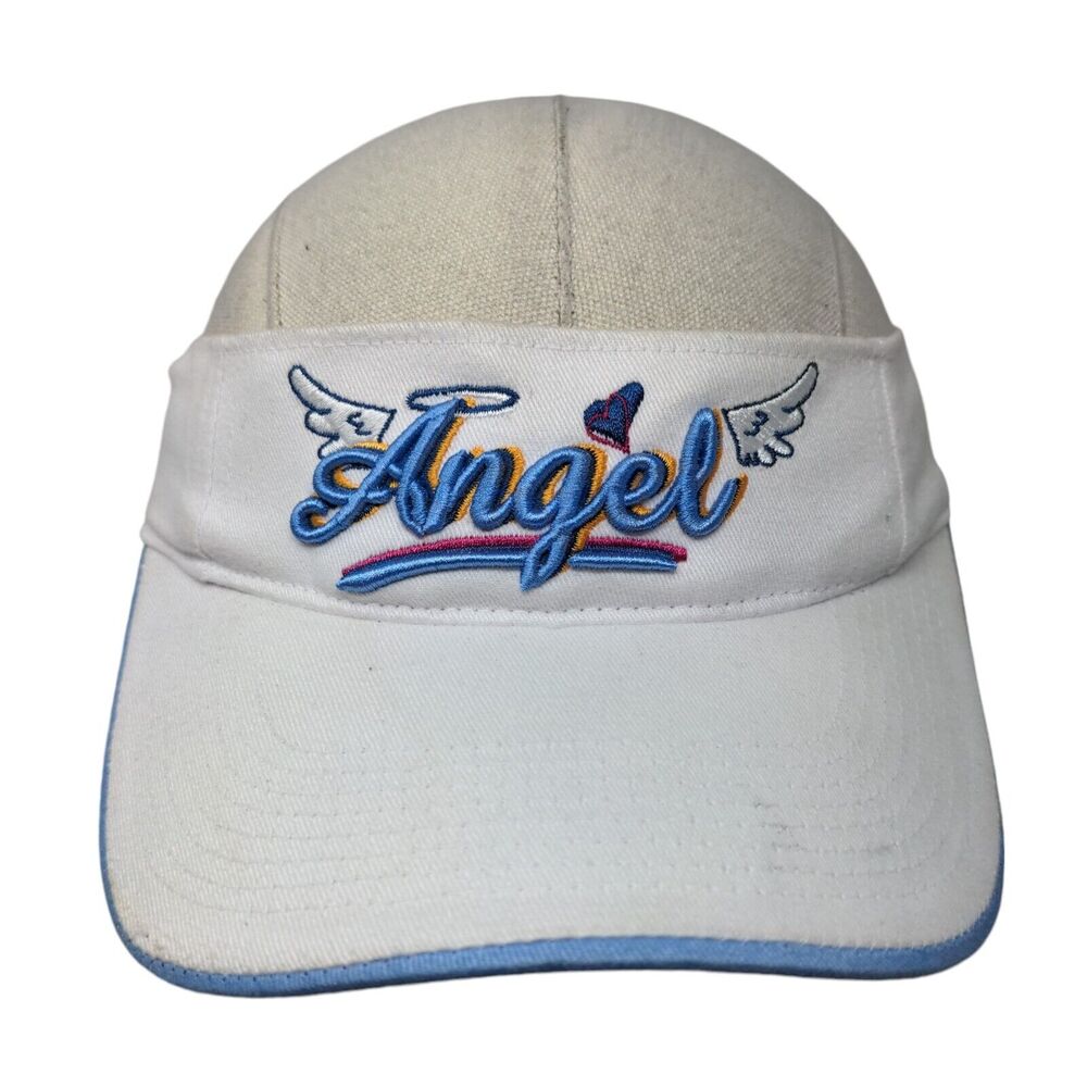 Angel Strapback Sun Visor Hat White One Size Embroidered New Vibe